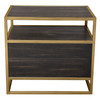 Empire 2-Door End Table in Dark Brown Veneer w/ Hand brushed Gold Metal Frame / EMPIREETGD