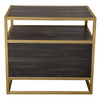 Empire 2-Door End Table in Dark Brown Veneer w/ Hand brushed Gold Metal Frame / EMPIREETGD