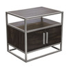 Empire 2-Door End Table in Dark Brown Veneer w/ Hand brushed Silver Metal Frame / EMPIREETSL