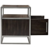 Empire 2-Door End Table in Dark Brown Veneer w/ Hand brushed Silver Metal Frame / EMPIREETSL