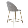 Lilly Set of (2) Counter Height Chairs in Grey Velvet w/ Brushed Gold Metal Legs / LILLYSTGR2PK