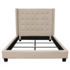 Madison Ave Tufted Wing Eastern King Bed in Sand Button Tufted Fabric / MADISONAVEEKBEDSD