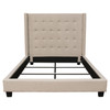 Madison Ave Tufted Wing Eastern King Bed in Sand Button Tufted Fabric / MADISONAVEEKBEDSD