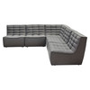 Marshall 5PC Corner Modular Sectional w/ Scooped Seat in Grey Fabric / MARSHALL5PCGR