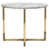 Vida 24" Round End Table w/ Faux Marble Top and Brushed Gold Metal Frame / VIDAETMA