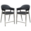 Adele Set of Two Counter Height Chairs in Black Leatherette w/ Brushed Stainless Steel Leg / ADELESTBL2PK
