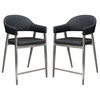 Adele Set of Two Counter Height Chairs in Black Leatherette w/ Brushed Stainless Steel Leg / ADELESTBL2PK