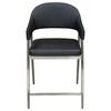 Adele Set of Two Counter Height Chairs in Black Leatherette w/ Brushed Stainless Steel Leg / ADELESTBL2PK