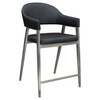 Adele Set of Two Counter Height Chairs in Black Leatherette w/ Brushed Stainless Steel Leg / ADELESTBL2PK