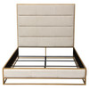 Empire Eastern King Bed in Sand Fabric with Hand brushed Gold Metal Frame / EMPIREEKBEDSD