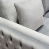 Envy Loveseat in Platinum Grey Velvet with Tufted Outside Detail and Silver Metal Trim / ENVYLOGR