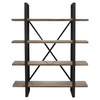 Montana 73" 4-Tiered Shelf Unit in Rustic Oak Finish with Iron Frame / MONTANASHRO