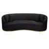 Raven Sofa in Black Suede Velvet w/ Brushed Gold Accent Trim / RAVENSOBL