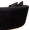 Raven Sofa in Black Suede Velvet w/ Brushed Gold Accent Trim / RAVENSOBL