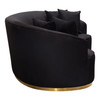 Raven Sofa in Black Suede Velvet w/ Brushed Gold Accent Trim / RAVENSOBL