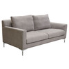 Seattle Loose Back Loveseat in Grey Polyester Fabric w/ Polished Silver Metal Leg / SEATTLELOGR