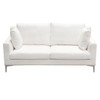 Seattle Loose Back Loveseat in White Linen w/ Polished Silver Metal Leg / SEATTLELOWH