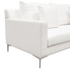 Seattle Loose Back Loveseat in White Linen w/ Polished Silver Metal Leg / SEATTLELOWH