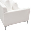 Seattle Loose Back Loveseat in White Linen w/ Polished Silver Metal Leg / SEATTLELOWH