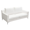 Seattle Loose Back Loveseat in White Linen w/ Polished Silver Metal Leg / SEATTLELOWH