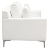 Seattle Loose Back Loveseat in White Linen w/ Polished Silver Metal Leg / SEATTLELOWH