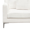 Seattle Loose Back Loveseat in White Linen w/ Polished Silver Metal Leg / SEATTLELOWH