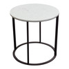 Surface Round End Table w/ Engineered Marble Top & Black Powder Coated Metal Base / SURFACEETMA