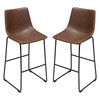 Theo Set of (2) Bar Height Chairs in Chocolate Leatherette w/ Black Metal Base / THEOBCCH2PK