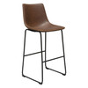 Theo Set of (2) Bar Height Chairs in Chocolate Leatherette w/ Black Metal Base / THEOBCCH2PK