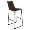 Theo Set of (2) Bar Height Chairs in Chocolate Leatherette w/ Black Metal Base / THEOBCCH2PK