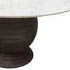 Ashe Round Dining Table w/ Genuine White Marble Top and Solid Acacia Wood Base in Espresso Finish / ASHEDTMA