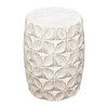 Fig Solid Mango Wood Accent Table in Distressed White Finish w/ Leaf Motif / FIGETWH