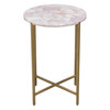 Mika Round Accent Table w/ Rose Quartz Top w/ Brass Base / MIKAATRO