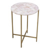 Mika Round Accent Table w/ Rose Quartz Top w/ Brass Base / MIKAATRO