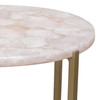 Mika Round Accent Table w/ Rose Quartz Top w/ Brass Base / MIKAATRO