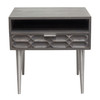 Petra Solid Mango Wood 1-Drawer Accent Table in Smoke Grey Finish w/ Nickel Legs / PETRAETGR