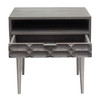 Petra Solid Mango Wood 1-Drawer Accent Table in Smoke Grey Finish w/ Nickel Legs / PETRAETGR