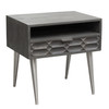 Petra Solid Mango Wood 1-Drawer Accent Table in Smoke Grey Finish w/ Nickel Legs / PETRAETGR