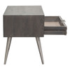 Petra Solid Mango Wood 1-Drawer Accent Table in Smoke Grey Finish w/ Nickel Legs / PETRAETGR