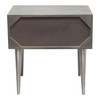 Petra Solid Mango Wood 1-Drawer Accent Table in Smoke Grey Finish w/ Nickel Legs / PETRAETGR