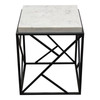 Plymouth Square Accent Table w/ Genuine Grey Marble Top & Black Metal Base / PLYMOUTHATWH