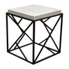 Plymouth Square Accent Table w/ Genuine Grey Marble Top & Black Metal Base / PLYMOUTHATWH