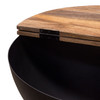 Salem Round Drum Storage Cocktail Table w/ Natural Mango Wood Top & Metal Base / SALEMCTNABL