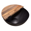 Salem Round Drum Storage Cocktail Table w/ Natural Mango Wood Top & Metal Base / SALEMCTNABL