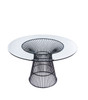 Modrest Chandler - Modern Round Glass & Black Stainless Steel Dining Table / VGZAT007-1-BLK-DT