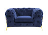 Divani Casa Quincey - Transitional Blue Velvet Chair / VGKNK8520-BLU-CH