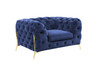 Divani Casa Quincey - Transitional Blue Velvet Chair / VGKNK8520-BLU-CH