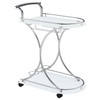 Elfman 2-tier Glass Shelf Metal Bar Cart White and Chrome / CS-910002