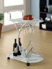 Elfman 2-tier Glass Shelf Metal Bar Cart White and Chrome / CS-910002