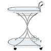 Elfman 2-tier Glass Shelf Metal Bar Cart White and Chrome / CS-910002